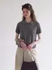 Camiseta de punto de manga corta con cuello polo estilo coreano para mujer, talla petite de verano, hombro normal, abotonada, top corto, camiseta básica rejuvenecedora
