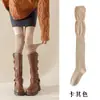 Meias de Algodão Puro Acima do Joelho para Mulheres, Botas Longas Brancas de Outono, Meias Coxa Empilhadas, Joelheiras de Maternidade, Meias Longas Antiderrapantes