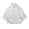 Primavera y Verano 2025 Familiar Japonés Holgado Seda y Satén Estilo Retro Hanfu Traje Tang Top Camisa Estilo Chino Camisa Casual para Hombre