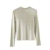 Venta al por mayor transfronteriza europea y americana de tops finos de otoño para mujer, cuello medio, talla grande, manga larga, ropa interior cálida, adecuada para usar en capas o como prenda exterior