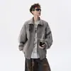 Chaqueta de Cuero con Cuello Cruzado High Street para Hombre, Abrigo de Trabajo Holgado de Tendencia Tie-Dye para Primavera, Top Casual Retro para Pareja
