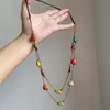 Colar de Corda Trançada com Borboleta de Cerâmica e Contas Coloridas Novo Estilo Étnico Chinês Antigo Acessórios Corrente de Clavícula Leve de Luxo
