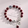 Pulseira Prateada Paz e Alegria para Mulheres em Seu Ano Zodiacal, Cinábrio Sintético para Atrair Riqueza e Fortuna, Presente de Aniversário para Namorada e Melhor Amiga