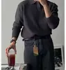Camisa Polo de Punto Estilo Old Money para Hombre, Suéter de Manga Larga con Cuello Camisero para Otoño e Invierno, Versión Coreana, Holgado Casual, Chaqueta de Color Sólido de Alta Gama