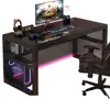 Escritorio de computadora, escritorio para estudiantes de escritorio en casa, escritorio de oficina, escritorio simple para viviendas de alquiler, escritorio de juego de vidrio templado para dormitorio