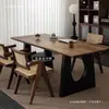 Mesa de comedor de madera maciza color nogal sala de estar escritorio largo banco de trabajo tablero grande escritorio de comedor escritorio de conferencia integrado