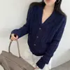 Cardigan de Tricô Pesado Estilo Europeu Feminino Suéter 100% Lã Outono/Inverno de Alta Qualidade Estilo Grosso Casaco Suéter de Caxemira
