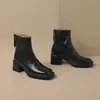 Botines retro de tacón grueso estilo francés para mujer, nuevas botas de tacón alto de punta cuadrada para otoño e invierno 2024, botas Martin adelgazantes