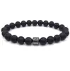 Temu Amazon Pulsera Popular Transfronteriza Malaquita Piedra Ojo de Tigre Piedra Volcánica Pino Blanco Elástica Nueva Pulsera de Piedra Natural