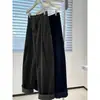 Pantalones retro de pana verde oscuro de pierna ancha para mujer, de talle alto para principios de otoño, elegantes, holgados de pierna recta con puño, casuales
