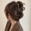 Para cabelos grossos, presilha de tubarão acrílica da moda, presilha de cabelo francesa fofa em formato de coração, presilha de garra com laço elegante para mulheres