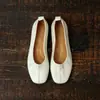 Zapatos de piel de oveja súper suaves, estilo retro francés, punta cuadrada, de corte bajo, para mujer, zapatos planos de suela blanda tipo abuela, cómodos para ir al trabajo, zapatillas de ballet