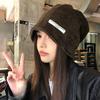 Gorro de punto para mujer Otoño e Invierno Sentido avanzado perezoso Gorro de punto holgado Forma de cabeza grande Cara pequeña Cálido Baotou Gorro frío
