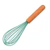 Batedor de ovos de bobina de silicone com cabo de madeira batedor de ovos portátil doméstico batedor manual de creme dispensador de chantilly atacado