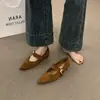 Zapatos Mary Jane de gamuza con punta fina y plataforma para aumentar la altura, estilo coreano, para mujer, suaves y elegantes, versátiles para el uso diario y para ir al trabajo.
