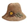 Sombrero de Paja para Mujer Verano Tejido a Mano Flor Sombrero para el Sol Viaje al Aire Libre Protección Solar Sombrero de Pescador Plegable Sombrero de Ala Ancha
