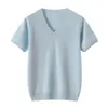 Nuevo Suéter de Punto de Cachemira 100% Cuello en V Manga Corta Color Sólido Suave Cálido Pulóver Top de Cachemira Otoño/Invierno