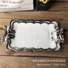 Placa Retangular Cerâmica Criativa Galvanizada Atacado Bandeja Grande Prateada Embossada Estilo Europeu Frutas Comida Sobremesa Prato Grande Oscilante