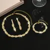 Cadena de Garras con Pedrería para Collar y Aretes, Set de Cuatro Piezas, Collar Trenzado, Cadena para Clavícula, Accesorios de Cena para Mujeres