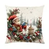 Funda de Almohada Navideña Temu Decoración Festiva Transfronteriza Estilo Pintura al Óleo Realista Funda para Cojín de Sofá Cojín de Dormitorio Venta al por Mayor