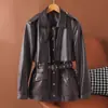 Chaqueta de Cuero de Lujo Ligero Transfronteriza para Mujer, Talla Petite, Nuevo Estilo Primavera 2026, Gabardina Corta de Piel de Oveja