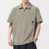 Polo Americano de Alta Qualidade com Meio Zíper, Manga Curta, Bolsos Funcionais, Corte Solto, Casual, Camiseta Tooling Masculina de Verão