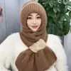 Gorro y Bufanda Todo en Uno Invierno para Mujer Gorro Tejido a Mano Doble Capa Engrosado Cálido y Antihielo Gorro Tejido para Madres de Edad Media y Mayores