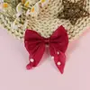 Nuevo Lazo de Cinta de Poliéster Pinza para el Cabello Pequeña Flotante con Perla para Niños Tela de Gasa Linda Pinza para el Cabello de Niñas Accesorios para el Cabello