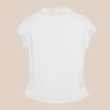 Nova Moda Feminina 2026, Blusa Feminina de Gola Meia-Alta, Camiseta Feminina de Manga Curta Estilo Primavera, Design Elegante com Ombros Normais, Mangas Flare, Ajuste na Cintura, Efeito Emagrecedor