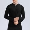 Nueva camiseta Henley casual deportiva para adulto, camiseta básica de otoño, camiseta gofrada de manga larga, top con botones para hombre