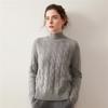 Suéter de Cashmere Solto Versátil Estilo Vintage Suéter de Tricô Trançado Outono e Inverno 2025 Suéter de Lã Tricotado Gola Alta para Mulheres