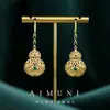 Nuevo Estilo Chino Marea Nacional Hueco Ruyi Zijin Calabaza Gancho para Oreja Estilo Nacional Arena Jinfu Colgante Joyería de Novia Pendientes