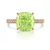 Anillo de Venta Caliente Transfronterizo Europeo y Americano Corte Flor de Hielo Brillante Gema de Color Diamante de Alto Carbono Diamante Cuadrado Anillo Lujo Ligero Transmisión en Vivo Dropshipping