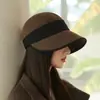 Sombrero de pescador cálido de otoño e invierno con diseño minimalista de bloques de color, hace que la cara se vea más pequeña, sombrero de cubo cálido para exteriores estilo coreano con ala ancha