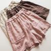 Shorts Largos de Cor Sólida Lavados com Areia Simples Artístico Confortável Versátil para Caminhar Casual Fresco Shorts de Cinco Pontos para Mulheres Verão