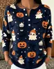 2026 Nuevo Suéter Falso Transfronterizo de Halloween con Estampado de Calabaza Top para Mujer con Botones Casual Amazon Otoño/Invierno