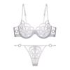 Ropa interior sexy de estilo francés para mujer, ultrafina, con pecho grande, llamativa, talla grande, sujetador push-up, antiflacidez, de encaje de malla.