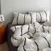 Juego de Ropa de Cama Jacquard Teñido en Hilo de Algodón Puro Estilo Retro Wabi-Sabi - Sencillo y Elegante Funda de Edredón y Sábana de Algodón 100% Algodón Lavado
