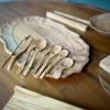 Yfjy Artículos de Uso Diario Tabla de Cortar Pequeña de Madera de Olivo Juego de Cuchara y Tenedor de Madera para Cena Cuchara para Remover Café Rodillo de Madera Tabla de Cortar