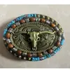 Hebilla de Cinturón Ovalada de Aleación Turquesa Bohemio de Moda Accesorios de Cinturón Estilo Retro Europeo y Americano