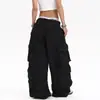 Pantalones Casuales Plegados de Paracaidista Multibolsillos Americanos Unisex Marca de Moda Pierna Ancha Suelta Pantalones a Prueba de Viento Pierna Recta Pantalones Deportivos