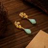 Novos Brincos Folha de Ginkgo Estilo Chinês Verde Claro Imitação de Jade Nicho High-end Retro Brincos Agulha de Prata S925 Brincos Femininos para Roupas Han