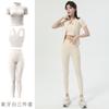 Roupa de Yoga para Mulheres com Gola Alta e Manga Curta, Jaqueta Esportiva Profissional para Primavera e Verão, Secagem Rápida, Respirável, Justa ao Corpo, Fato Fitness Emagrecedor