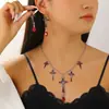 Presente de Halloween Colar de Morcego Preto Vintage combina com Brincos de Animal Exagerados Góticos Europeus e Americanos Joias Femininas