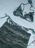 Ins Moda Transfronteiriça Garota Popular Conjunto de Verão Camuflado com Strass Triângulo Decote Halter Amarrar Duas Peças Férias Nicho Biquíni Sexy