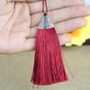 Nuevos accesorios DIY de alta calidad borla de rayón Xizang aleación de plata tapa de boca de pez borla capuchón plano Xiangyun oreja colgante