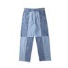 Marca Trendy Ins Europeia e Americana High Street Hip-Hop Jeans Dad Soltos de Perna Reta Lavados e Desgastados com Bloqueio de Cores Tie-Dye Calças Jeans para Homens