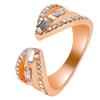 Venta caliente transfronteriza anillo abierto oro rosa para mujer estilo ins diseño creativo europeo y americano anillo geométrico para dedo índice con incrustaciones de diamantes al por mayor
