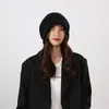 Touca Oversized Despojada da Moda para Mulheres, Turbante Preguiçoso Branco Estilo Coreano, Chapéu Versátil Quente para Clima Frio