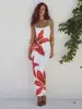 Vestido de praia estilo europeu e americano transfronteiriço feminino verão 2024 novo estampado sexy estilo férias infantil